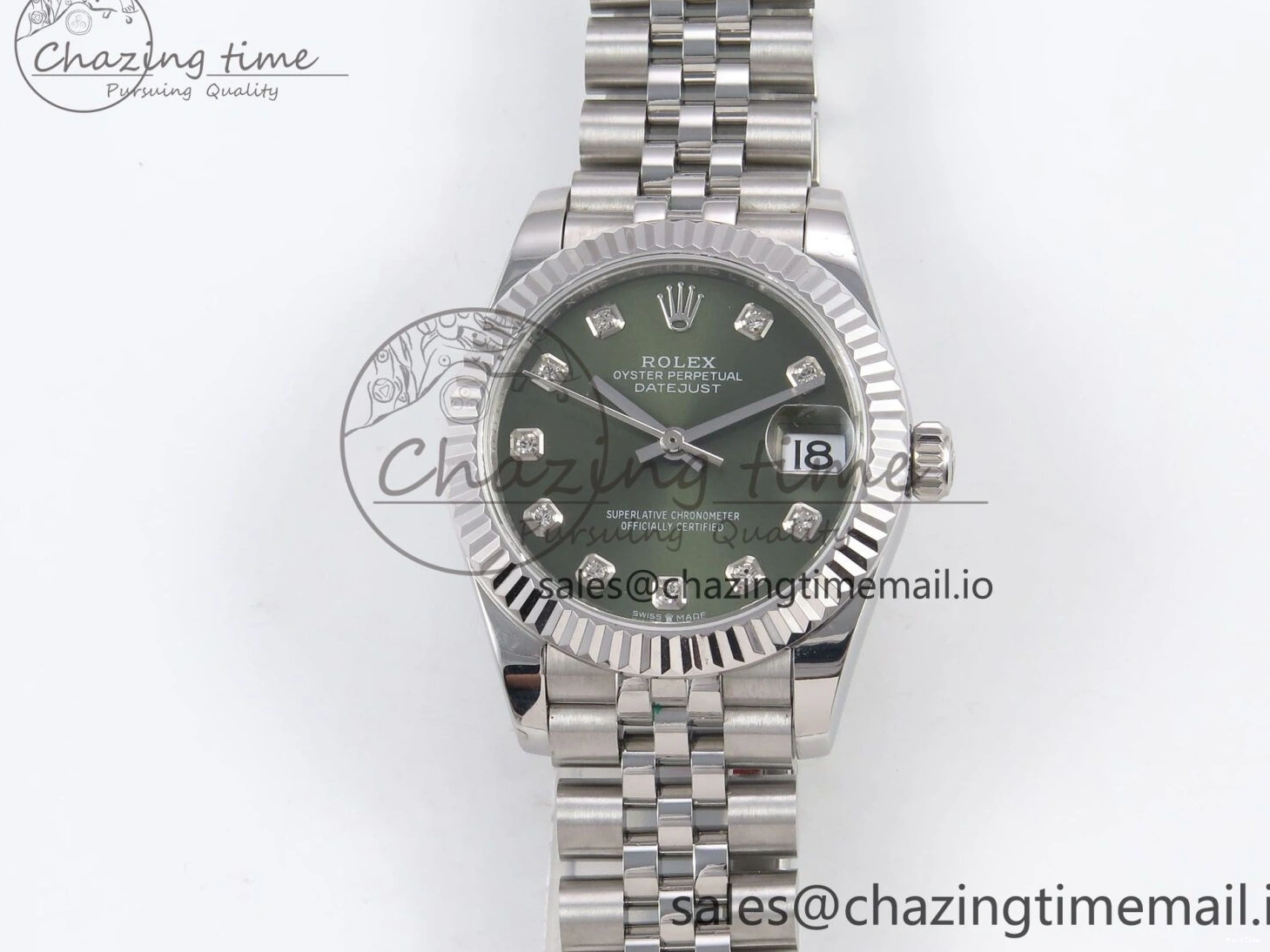 MiroTime 0428 Durable DateJust 31 278274 SS GMF 1:1 Best Edition 904L Steel Green Diamonds Dial on Jubilee Bracelet A 1163